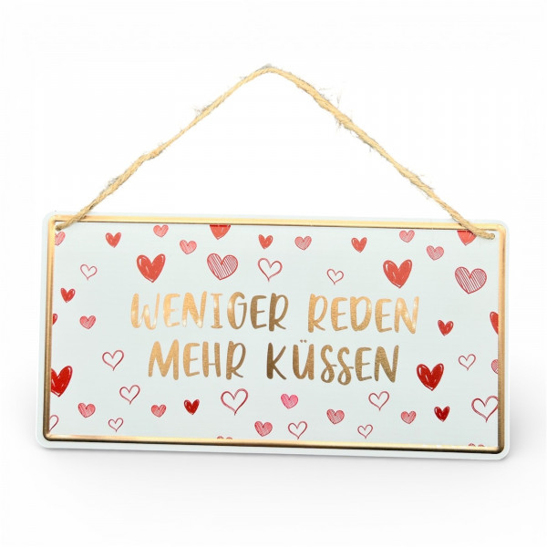 Metall Schild mit Jutefaden