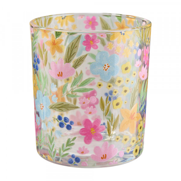 Vorbestellung: (217) Windlicht Glas rund Blüten