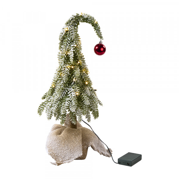 Vorbestellung: (612) Tannenbaum,Poly,mit LED,beschneit,roteKugel,m/T,3AA