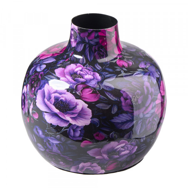 Metallvase mit Blumenmuster