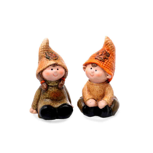 (ab 15.9. erhältlich) Keramik-Herbstkinder, sitzend 2 sort.
