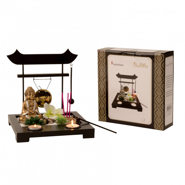 Poly-Buddha-Set Zen Garden für Teelicht
