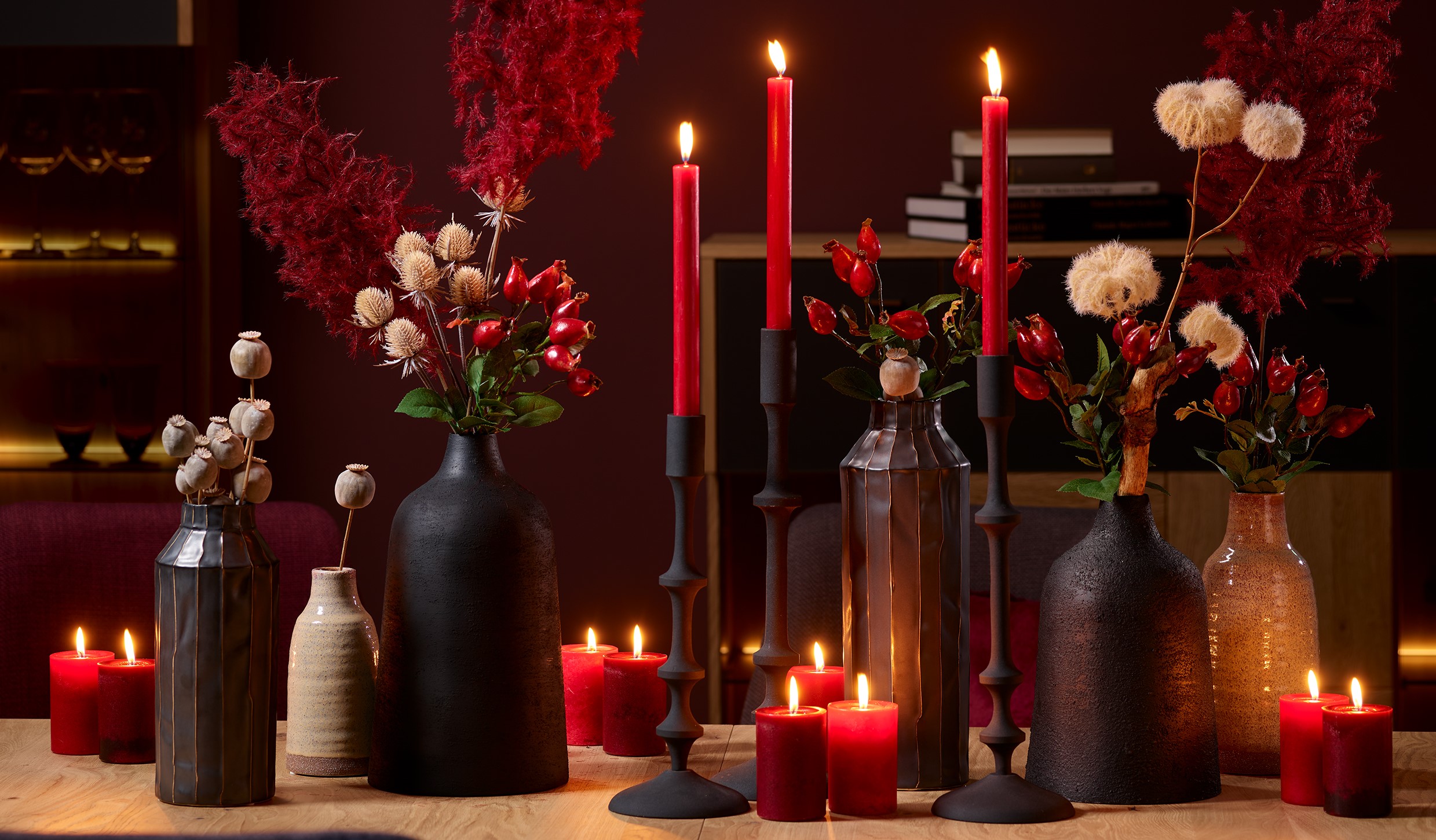Kerzen Stumpen für Weihnachten Advent oder Hochzeit 14 Stumpenkerzen 70/50 mm 