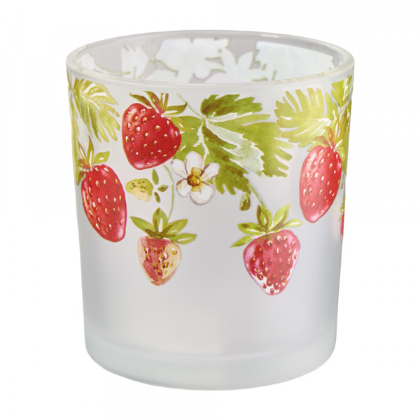 Teelichtglas Erdbeere