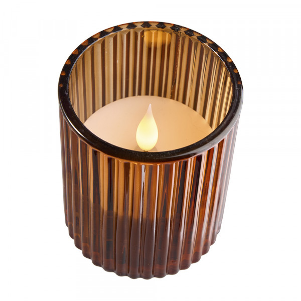 (431) LED Kerze Glas Wachs 2AAA Batterien