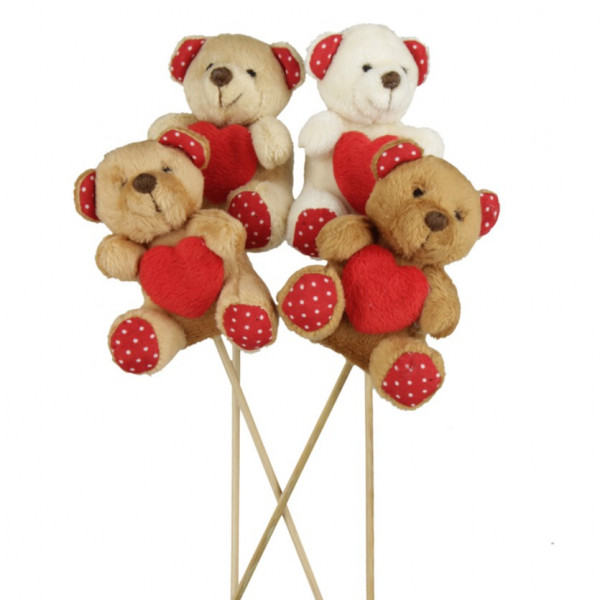 Stoff-Bär "Dots" mit Herz am Pick 4fach