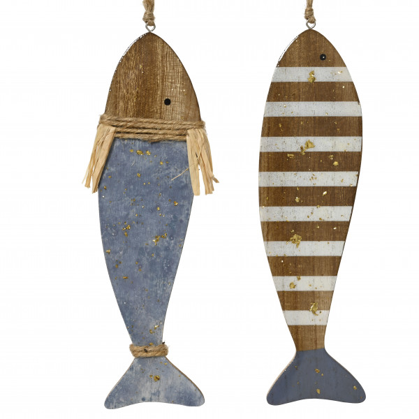 Holz-Fisch z. Hängen 2f sort.