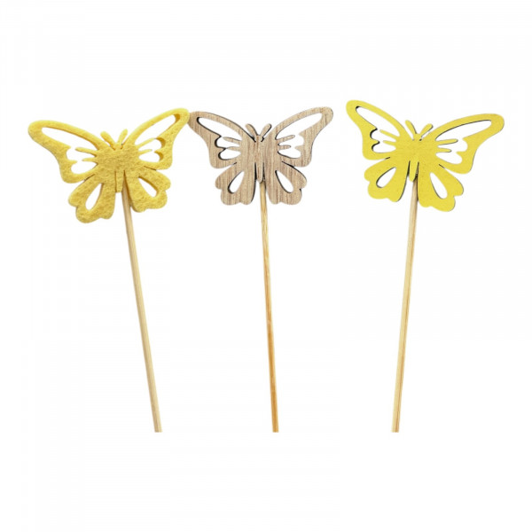 Holz-Schmetterling Almera Stecker 3f sort.