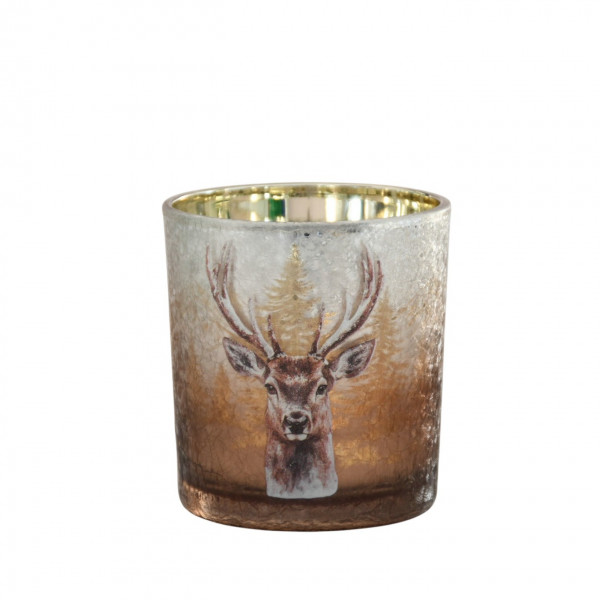 Glas-Teelicht Hirsch