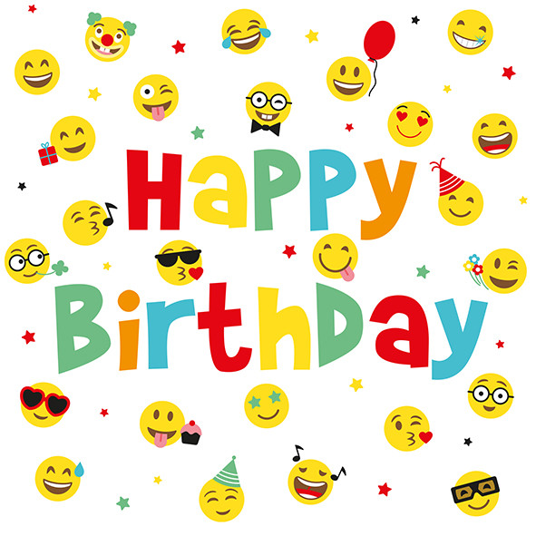 20 Servietten Spruch &quot;Birthday-Smileys&quot;