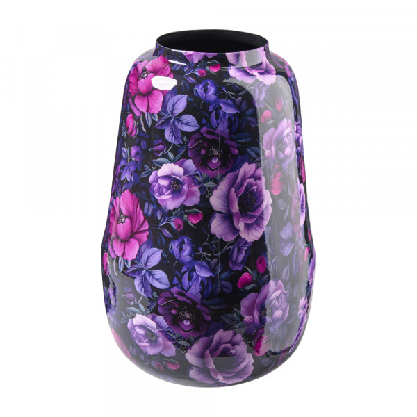 Metallvase mit Blumenmuster