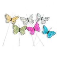 Feder-Schmetterling am Draht 6fach Feder-Schmetterling am Draht 6fach