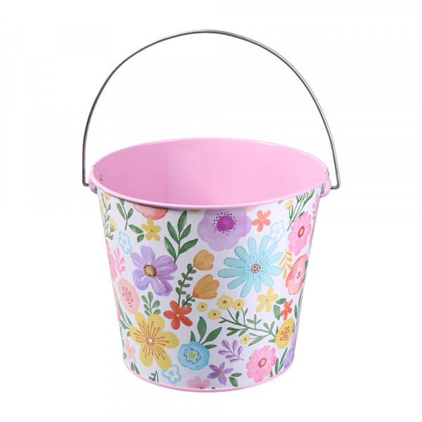 (223C) Metall Eimer "Flower-Mix" -D17,5cm