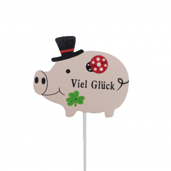 Holz Glücksschwein Stecker "Funny"