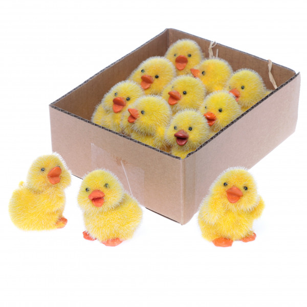 Keramik-Küken, 3 sort. Beflockt