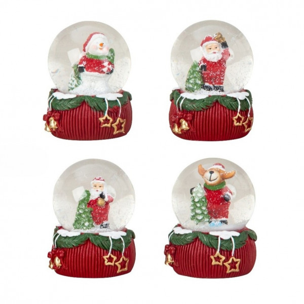 (ab 15.9. erhältlich) Poly-Weihnachtsschneekugel 4fach sort.