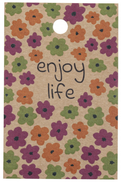 Spruchkarte mit Loch für Bänder &quot;Enjoy life&quot;