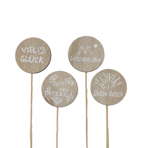 (ab 15.9. erhältlich) Holz-Silvester Stecker Rondo 4f sort.