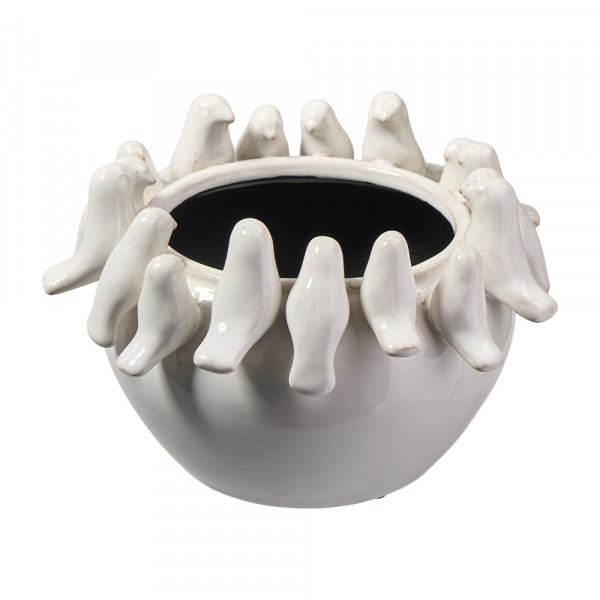 Vorbestellung: (301) Keramiktopf "Vogelrand" -D22cm