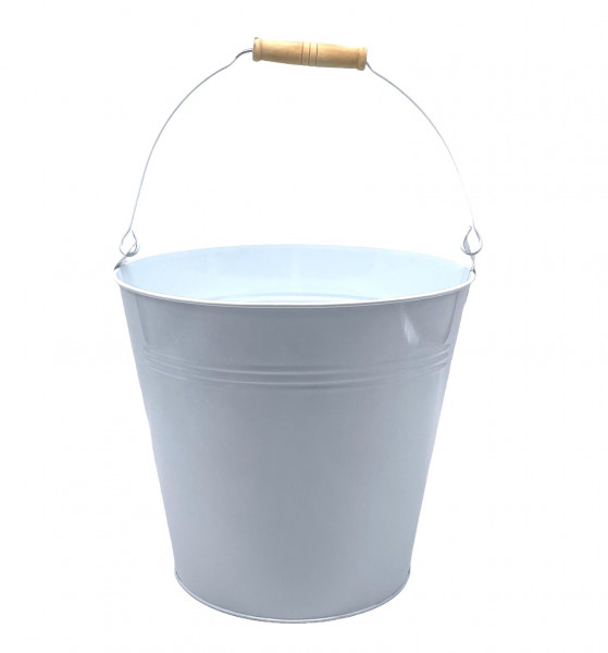 Zinkeimer "White" mit Holzgriff