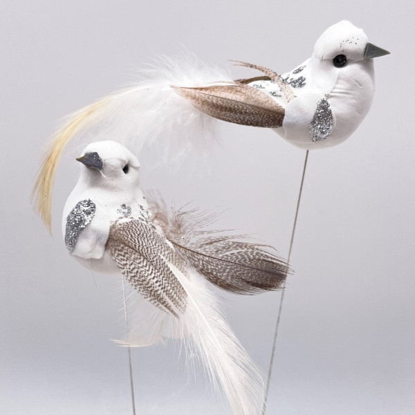 Feder-Vögel "Glitter" 2fach sort.