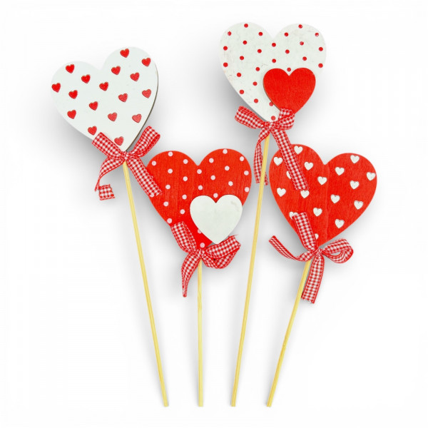 Holz-Herzstecker 4f sort.