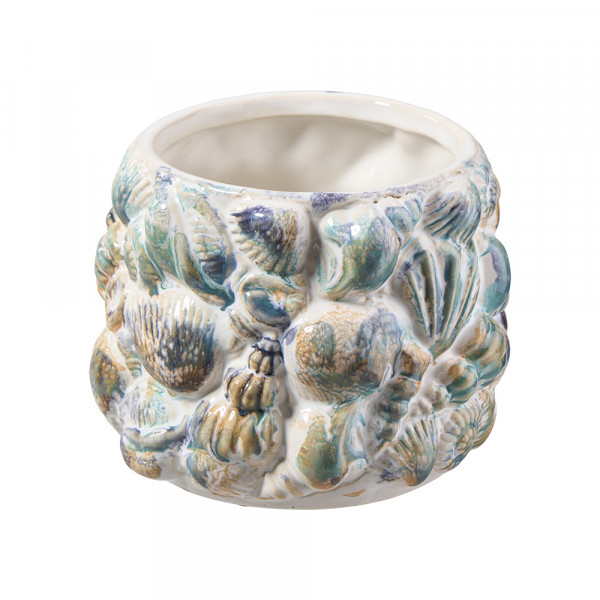 Vorbestellung: (079) Keramiktopf "Muscheln" -D12,5cm