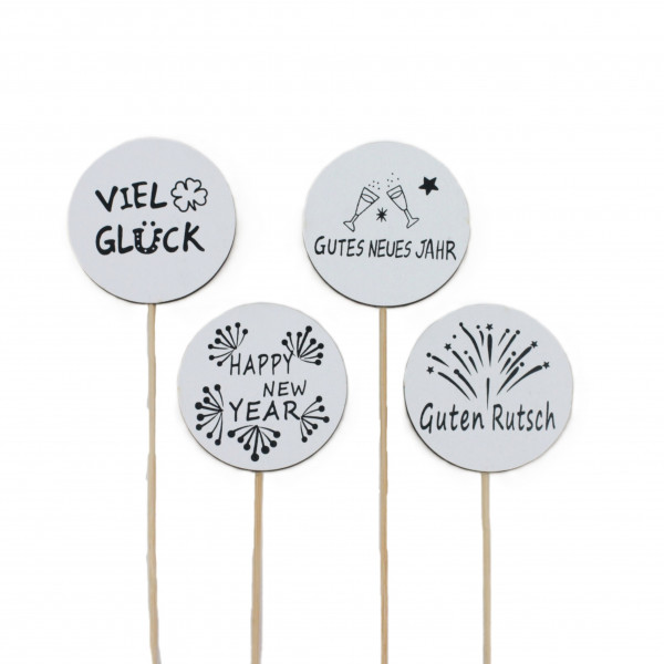 (ab 15.9. erhältlich) Holz-Silvester Stecker Rondo 4f sort.