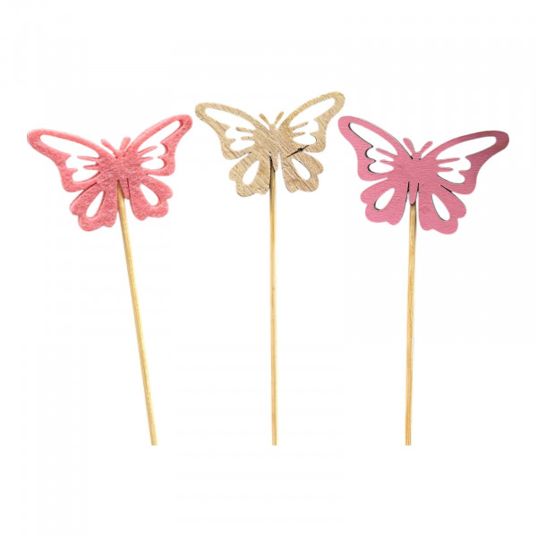 Holz-Schmetterling Almera Stecker 3f sort.