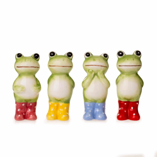 Porzellan-Frosch mit buten Stiefeln, stehend, 4f sort.