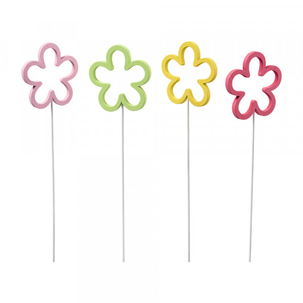 Vorbestellung: (249) Holz Blüten-Stecker 4f sort.