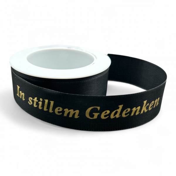 Moire-Trauerband mit Goldschrift "In Stillen Gedenken"