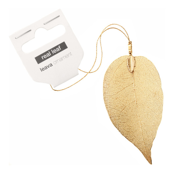 Metallblatt "LEAVA" mit Goldkordel