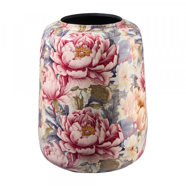 Vorbestellung: (569) Metall-Dekovase Blumenmuster