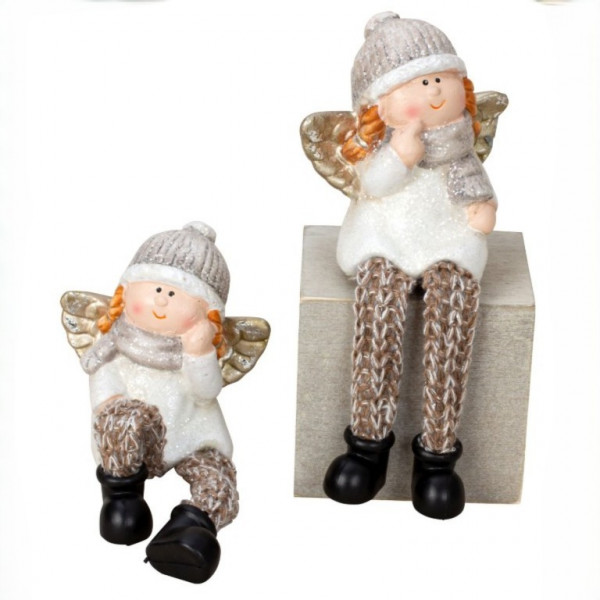 (ab 15.9. erhältlich) Keramik-Winterkinder mit Schlenkerbeinen 2fach sort.