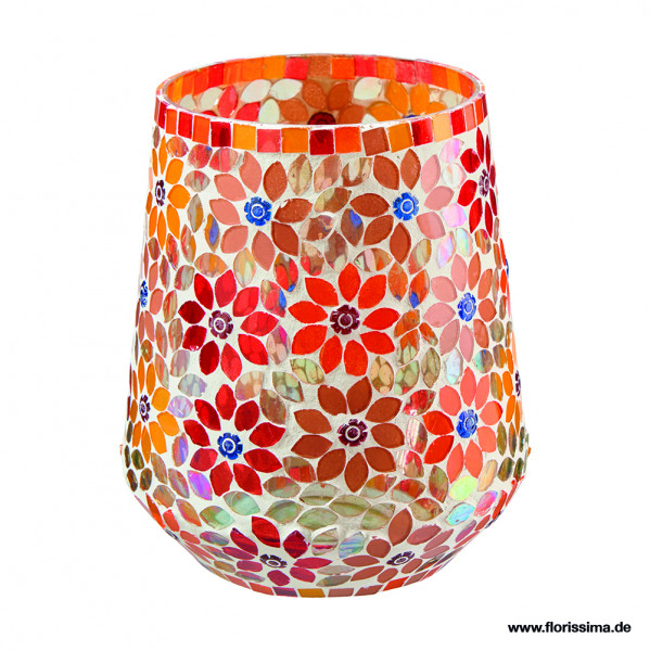 Windlicht Glas Mosaik-Blüte