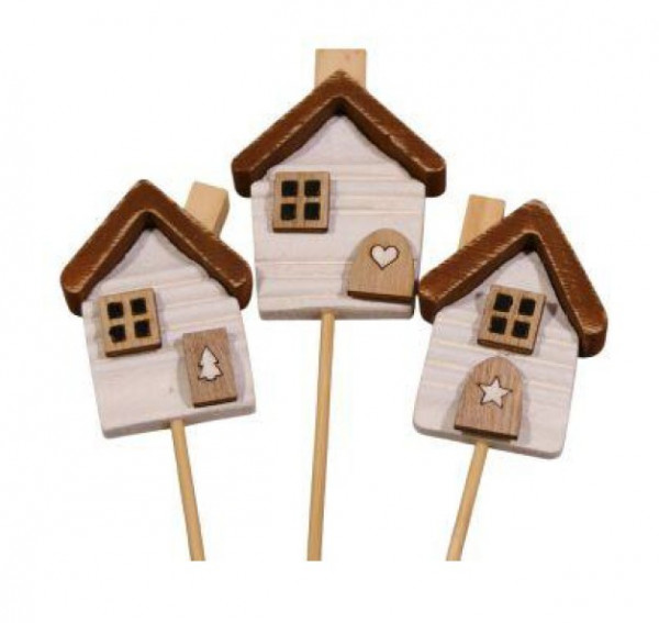 Holz-Haus Stecker 3f sort.