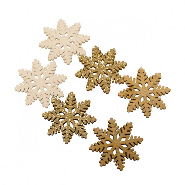 Holz-Schneeflocke 3f sort.