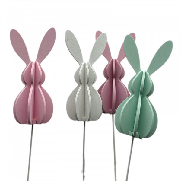 Holz-Hasen-Stecker modern 4f sort.