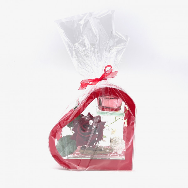 Glasdeko "Rose + Teelicht"