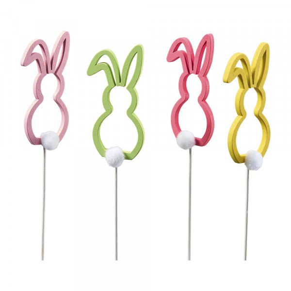 Holz Hasen-Stecker 4f sort.