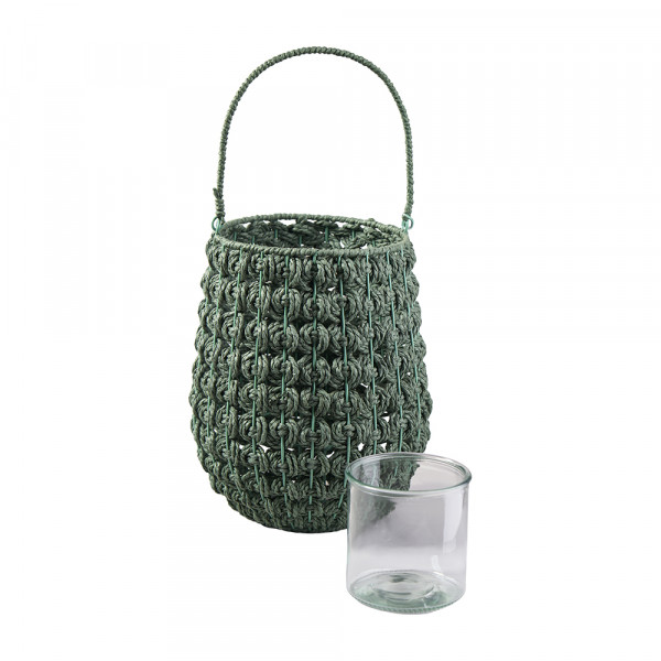 Vorbestellung: (006) Kordel-Windlicht mit Glaseinsatz