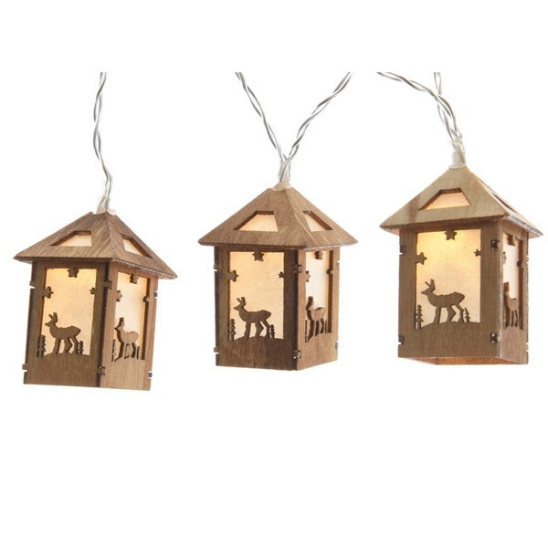 LED-Holz Lichterkette Haus mit Timer