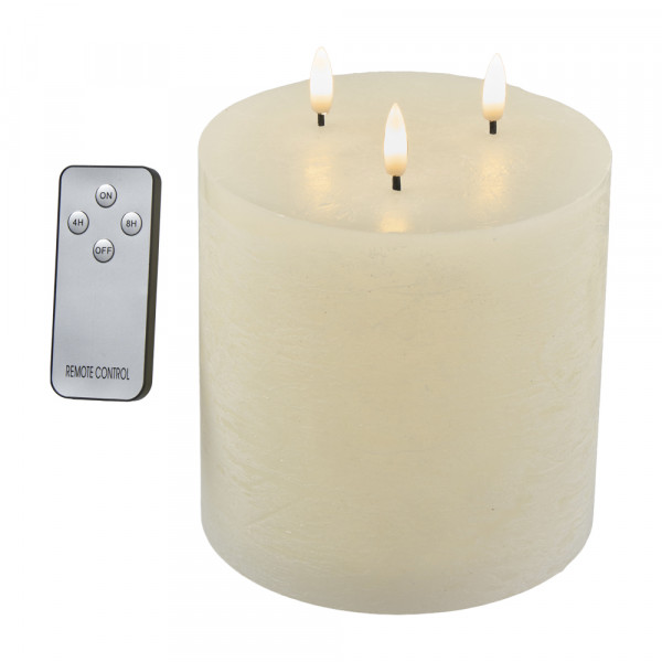 LED 3-Dochtkerze mit Remote und Timer