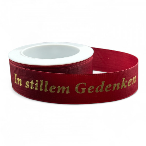 Moire-Trauerband mit Goldschrift "In Stillen Gedenken"