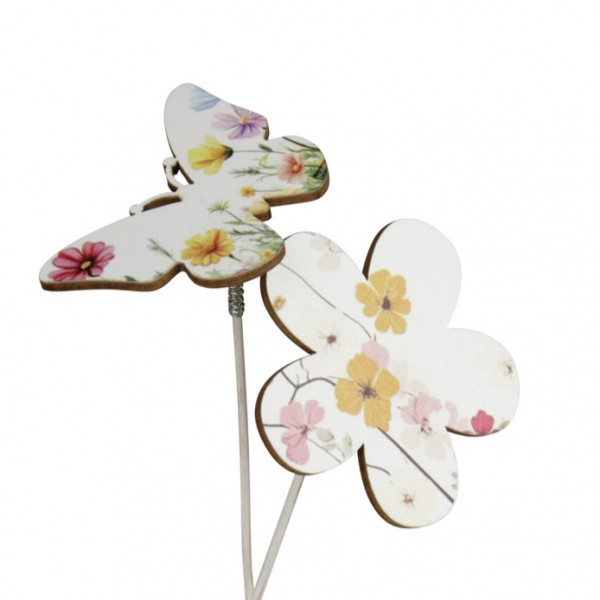 Blüte &amp; Schmetterling mit Print am Wipppick 2fach