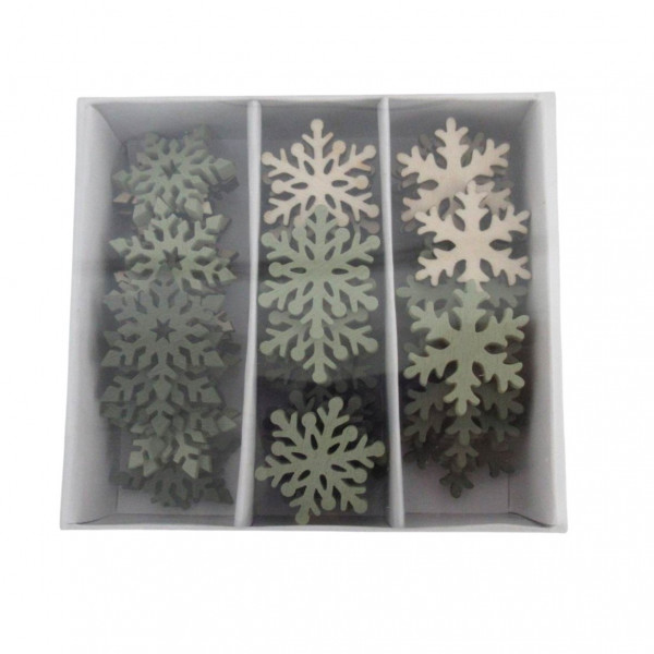 Holz-Schneeflocke 3f sort.